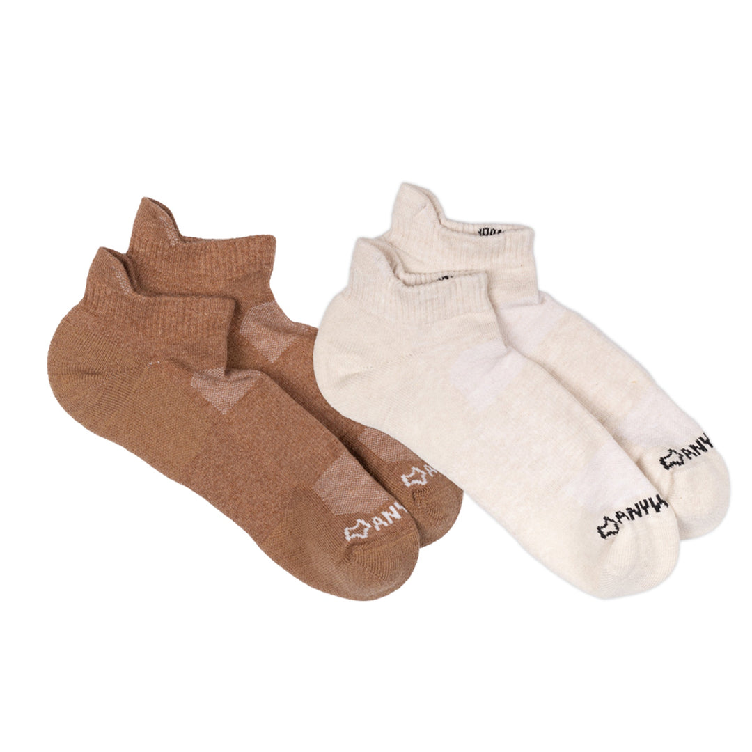 Anywear Essential Lightweight Ankle Sock - 2 Pack Coffee/Linen L/XL - Fox River