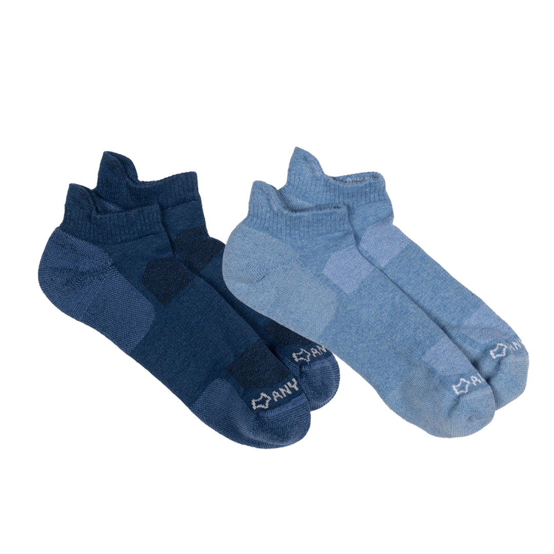 Anywear Essential Lightweight Ankle Sock - 2 Pack Ink/Ice S/M - Fox River