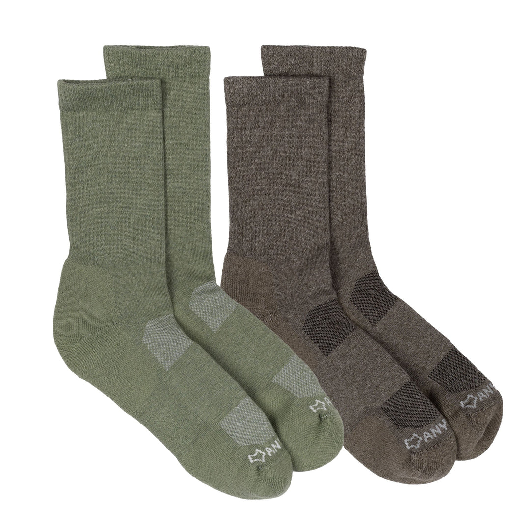 Anywear Essential Lightweight Crew Sock - 2 Pack Field/Iron S/M - Fox River