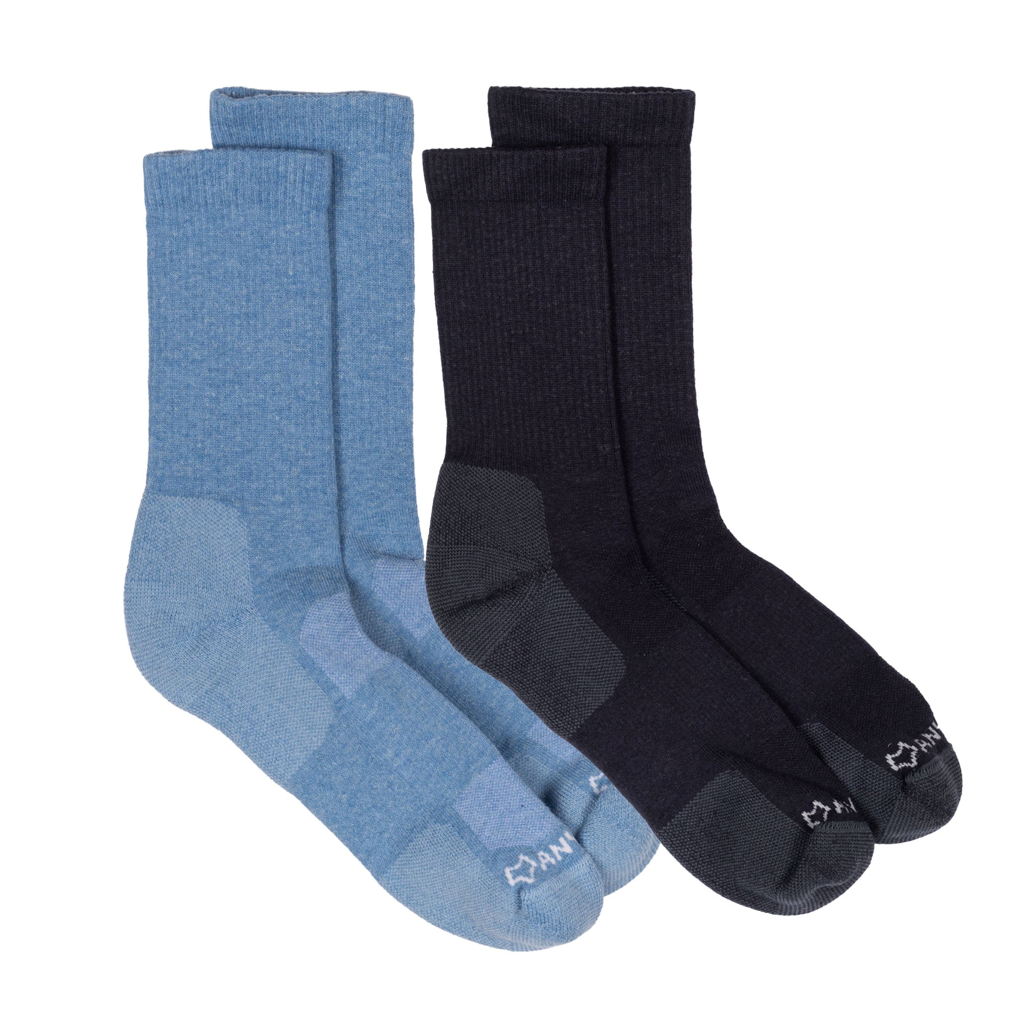 Anywear Essential Lightweight Crew Sock - 2 Pack Ice/Navy L/XL - Fox River