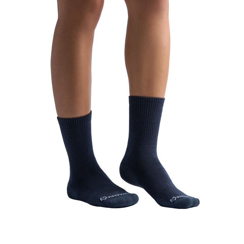 Anywear Essential Lightweight Crew Sock - 2 Pack Plum/Navy S/M - Fox River