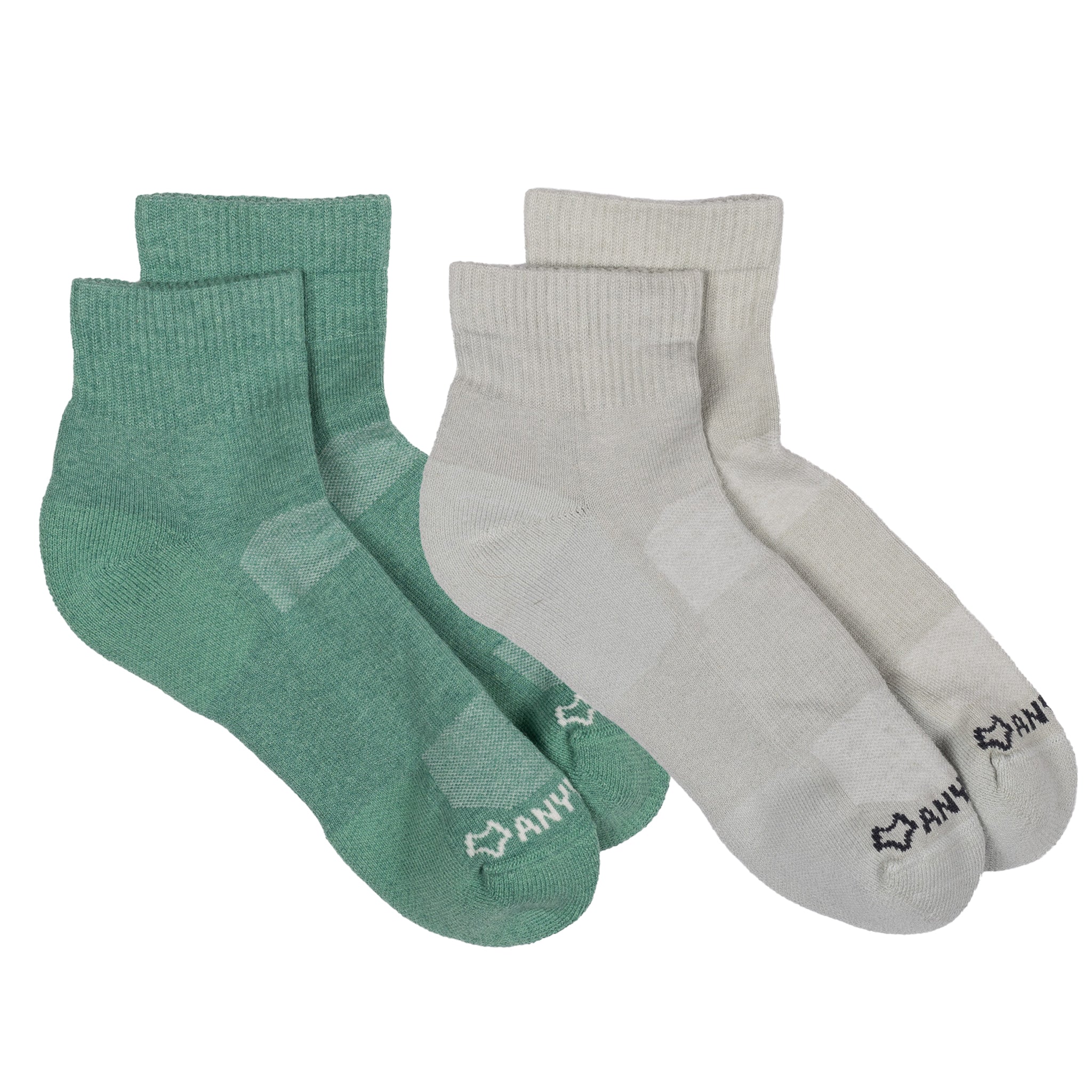 Anywear Essential Lightweight Quarter Crew Sock - 2 Pack Fern/Moss S/M - Fox River