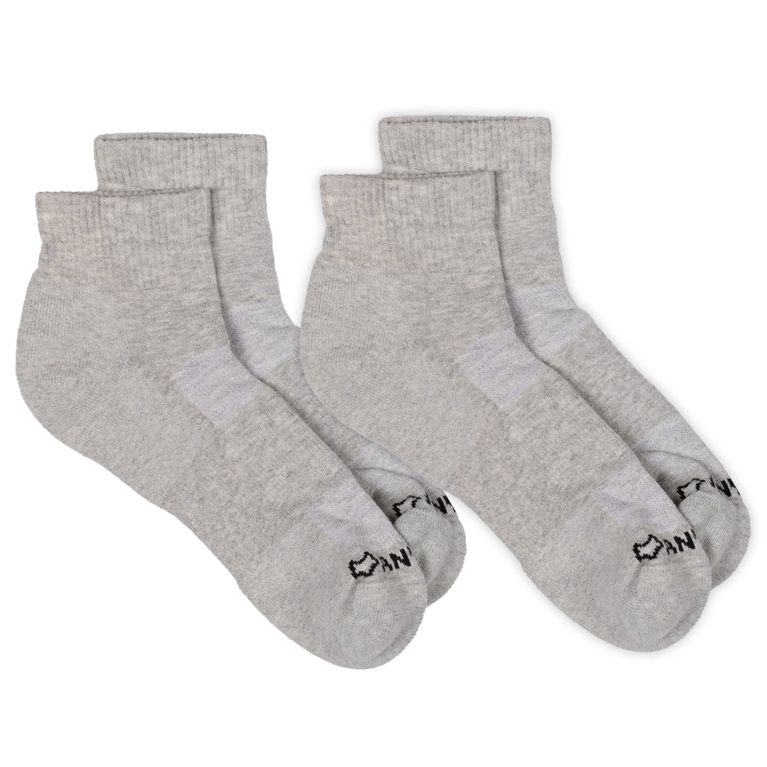 Anywear Essential Lightweight Quarter Crew Sock - 2 Pack Silver/Silver S/M - Fox River