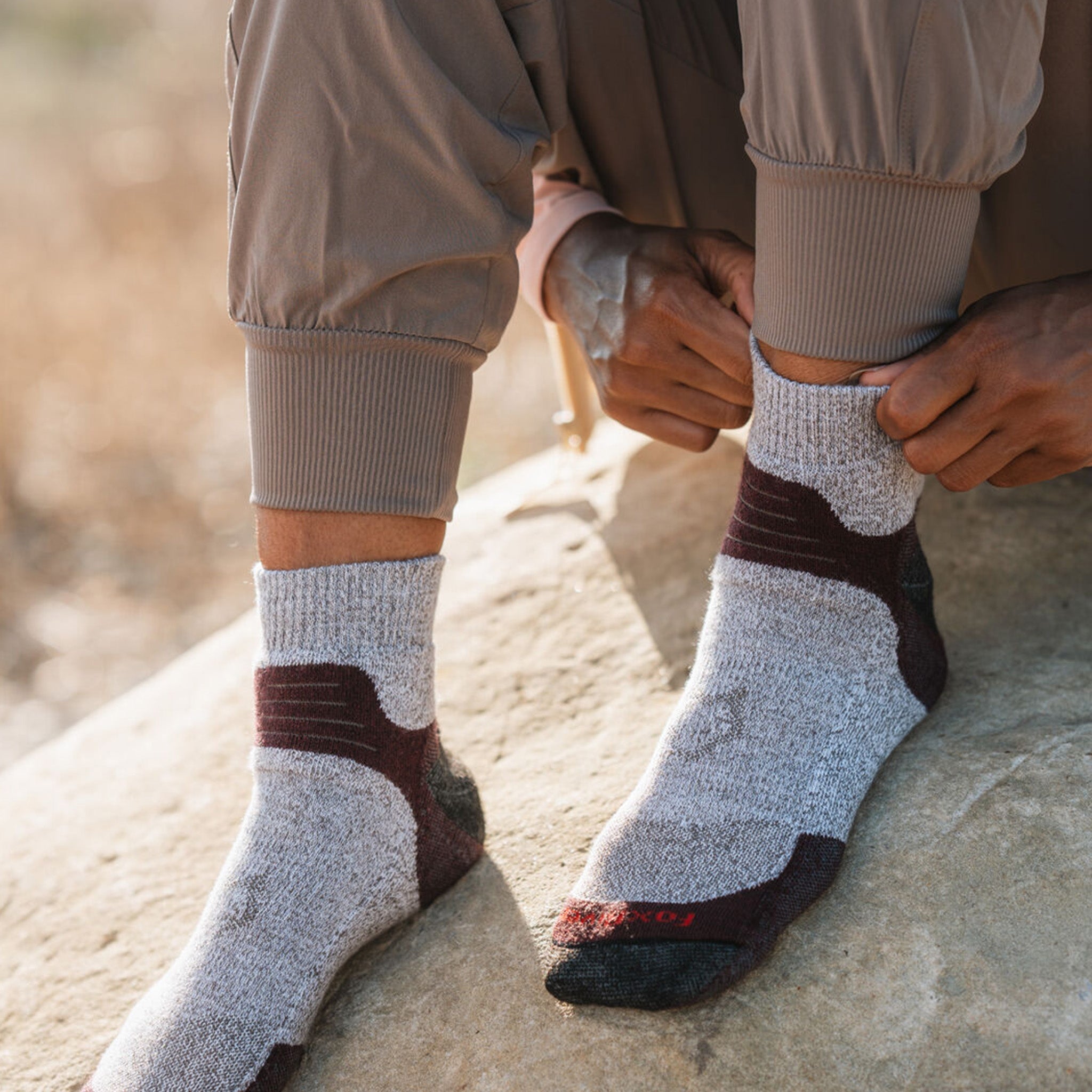 Hike MX1 Lightweight Quarter Crew Light Brown Heather Medium - Fox River